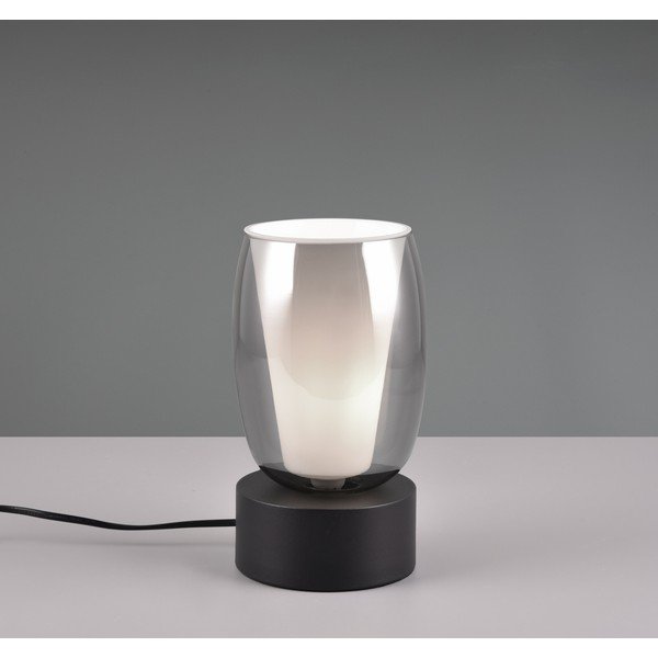 Stolní lampa se skleněným stínidlem v černo-stříbrné barvě (výška 24 cm) Barret – Trio Select-image-1