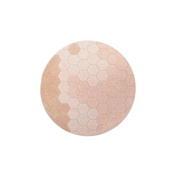 Světle růžový pratelný ručně tkaný bavlněný kulatý koberec ø 140 cm Honeycomb Rose – Lorena Canals