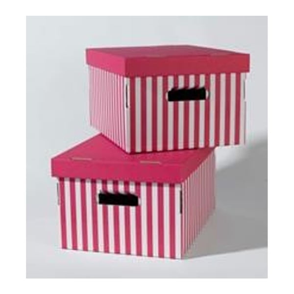 Sada 2 úložných krabic Compactor Pink Stripes
