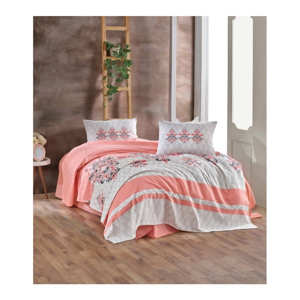 Bavlněný přehoz přes postel Almina Pink, 200 x 230 cm