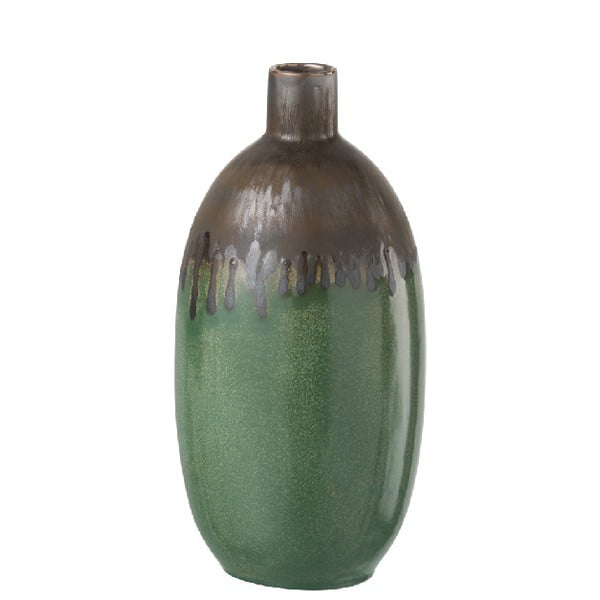 Zelená porcelánová váza J-Line Sarah, výška 28,5 cm