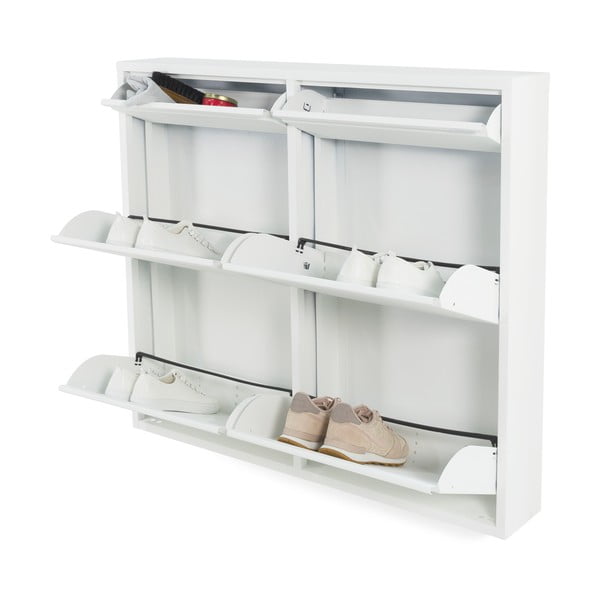 Bílý kovový výklopný botník 98x86x15 cm Billy – Spinder Design-image-2