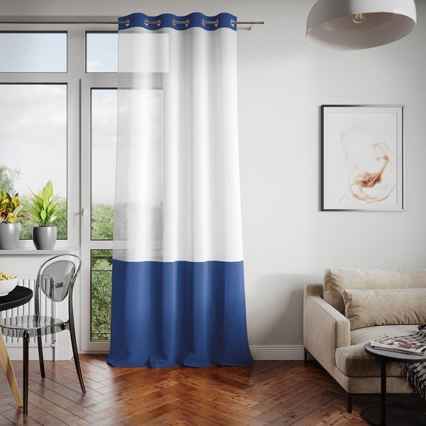 Bílo-modrý závěs AmeliaHome Irvelette Eyelets, 140 x 270 cm-image-2