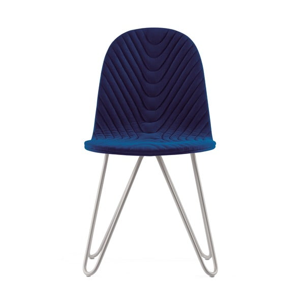 Tmavě modrá židle s kovovými nohami Iker Mannequin X Wave