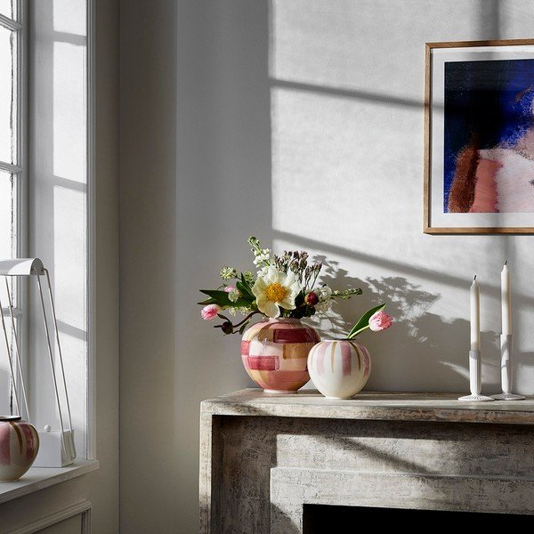 Bílo-růžová keramická váza ø 16 cm Canvas - Kähler Design-image-2