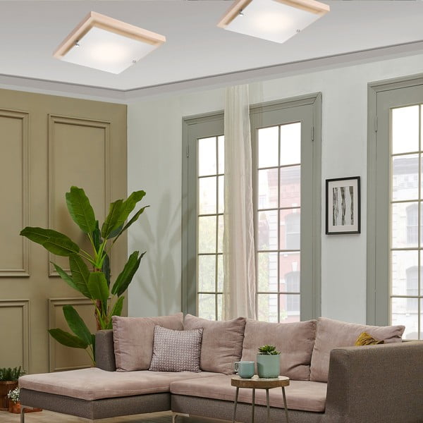 Stropní svítidlo v hnědo-přírodní barvě 30x30 cm Pedro – LAMKUR-image-3