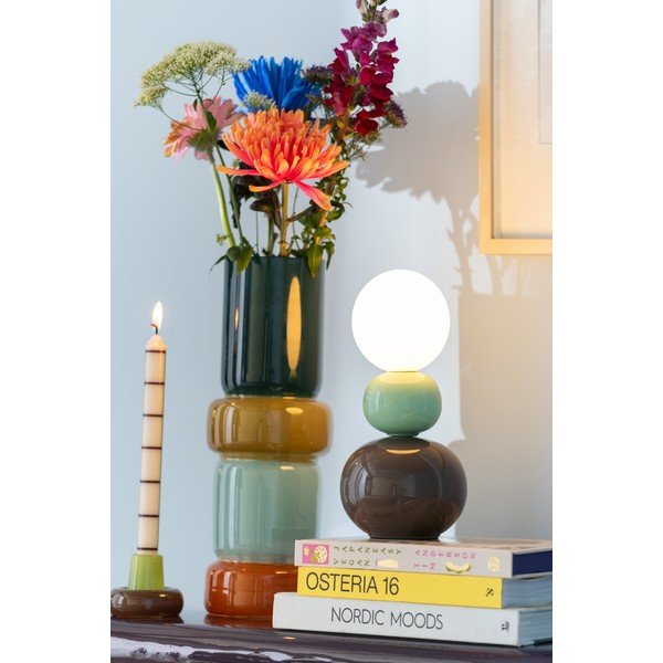 Keramická stolní lampa v mentolové barvě/hnědá (výška 26 cm) Firenze Pellet – Leitmotiv-image-1