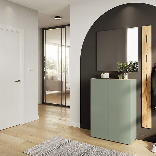 Šalvějově zelená předsíňová sestava v dekoru dubu 104x200x33 cm Alviano – Germania-image-1