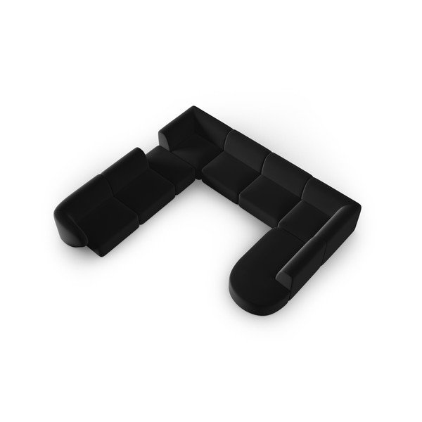 Černá sametová rohová pohovka (levý roh/do "U") Paolo – Milo Casa-image-1