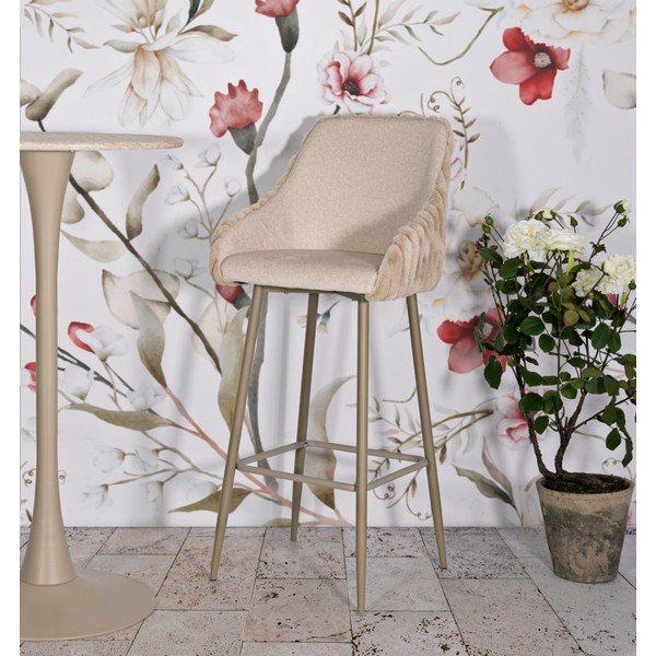 Krémové čalouněné barové židle v sadě 2 ks s područkami (výška sedáku 78 cm) Alaska – Mauro Ferretti-image-1