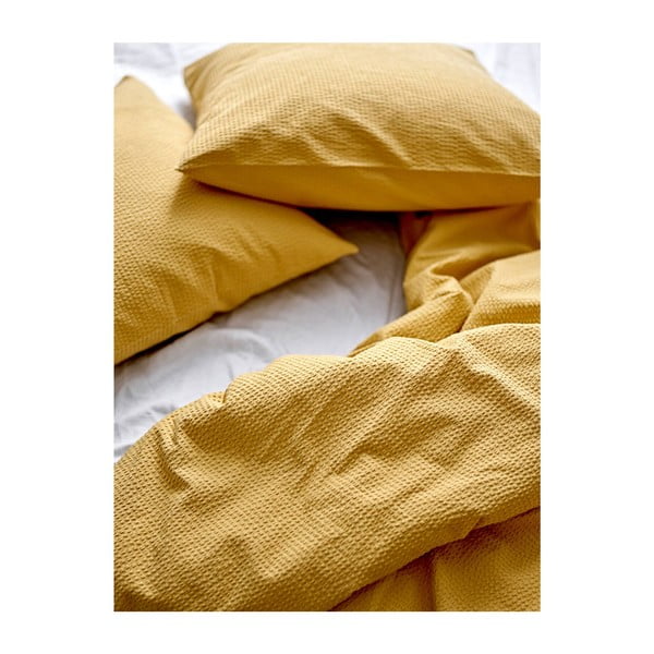 Žluté povlečení z bio bavlny 200x140 cm Wave Straw - Södahl-image-1
