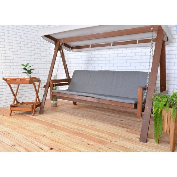 Šedo-hnědá dřevěná zahradní houpačka Adelaida – Rojaplast-image-2