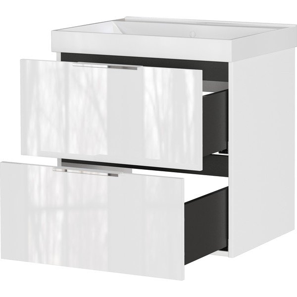 Bílá lesklá závěsná skříňka pod umyvadlo 61x65 cm Celano – Germania-image-4