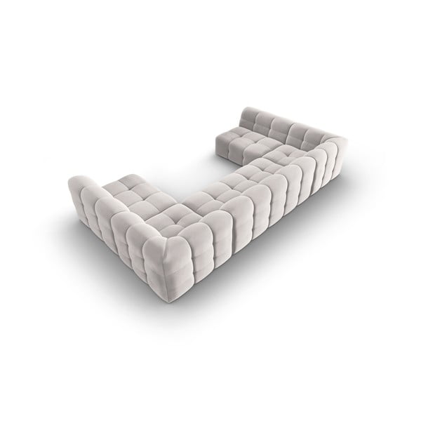 Světle šedá sametová rohová pohovka (do "U") Kendal – Micadoni Home-image-4