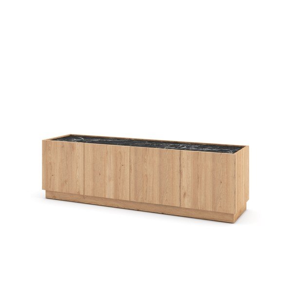 Černý/přírodní TV stolek v dekoru dubu 160x48 cm Dione – Marckeric-image-3