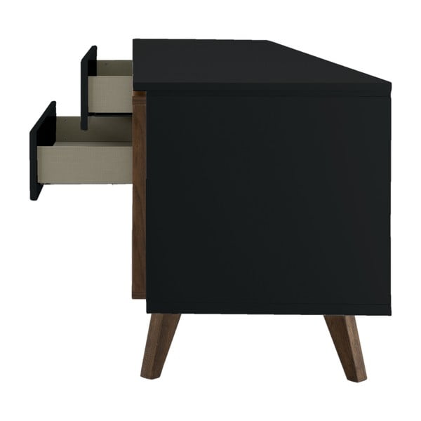 Nízká komoda v dekoru ořechu v černo-přírodní barvě 210x57 cm Plain – Tenzo-image-4