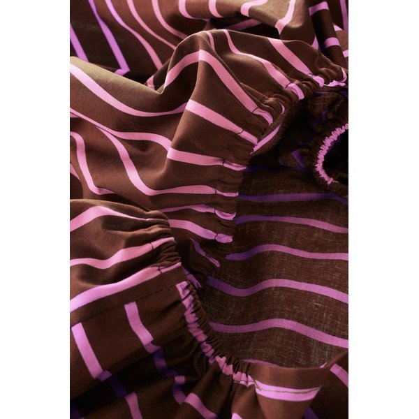 Růžové/hnědé napínací prostěradlo z bio bavlny 90x200 cm Sima – Jotex