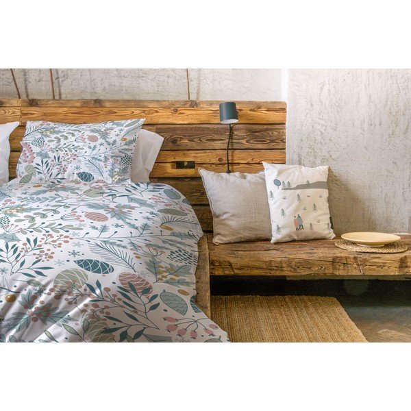 Bílo-modré povlečení na jednolůžko z bavlněného saténu 140x200 cm Pastel Christmas – Butter Kings-image-1