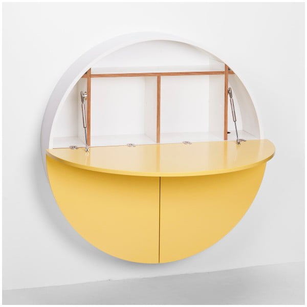 Žlutobílý multifunkční nástěnný stůl EMKO Pill-image-2