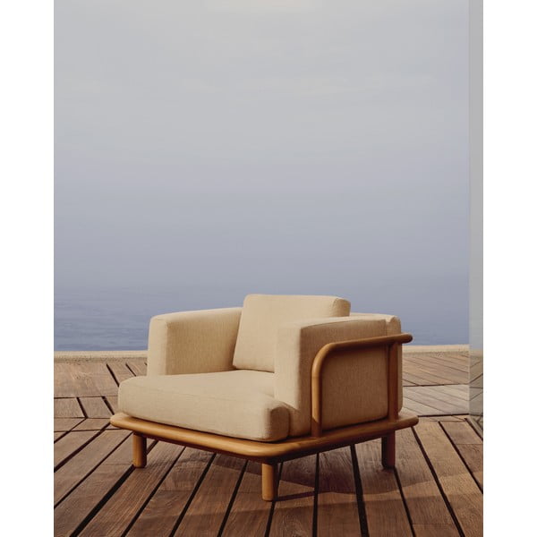 Dřevěné zahradní křeslo v béžové a přírodní barvě Turqueta – Kave Home-image-1