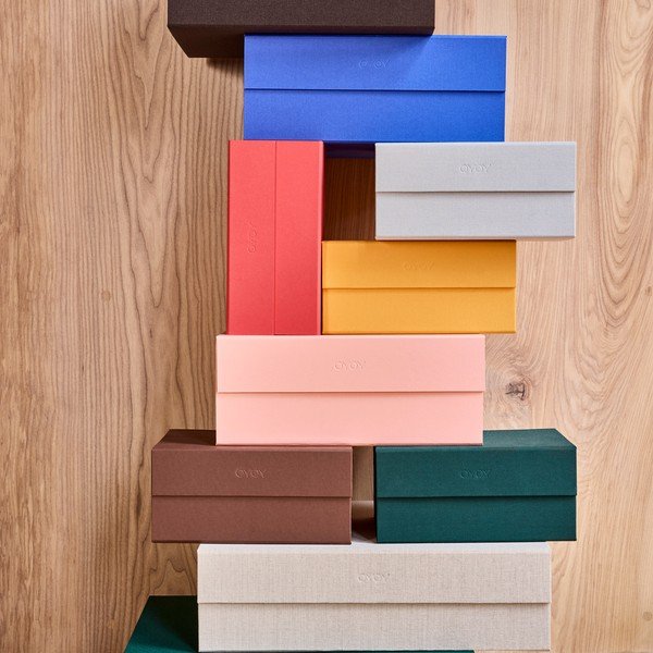 Modrý kartonový úložný box s víkem 33x25x15 cm Hako – OYOY Living Design-image-1