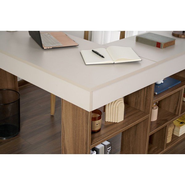 Rohový pracovní stůl v dekoru ořechu 120x130 cm Vesper – Kalune Design-image-4