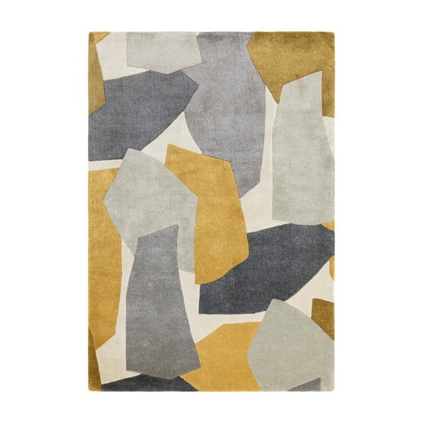 Ručně tkaný koberec z recyklovaných vláken v okrově žluté a šedé barvě 120x170 cm Romy – Asiatic Carpets