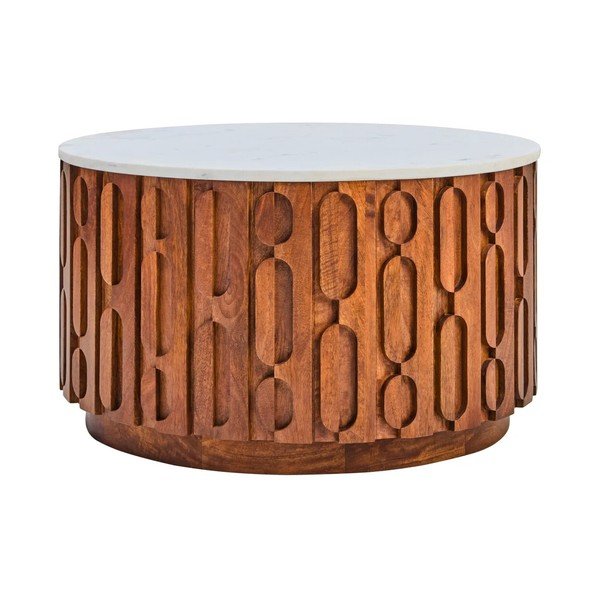 Kulatý konferenční stolek s mramorovou deskou  v přírodní barvě ø 70 cm Torcino – Premier Housewares-image-2