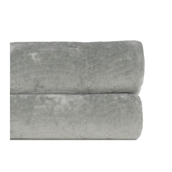 Šedozelený sametový prošívaný přehoz 180x260 cm – Ixia