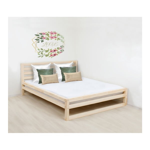 Dřevěná dvoulůžková postel Benlemi DeLuxe Naturelle, 200 x 180 cm