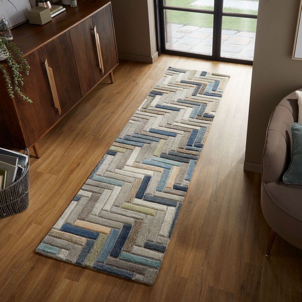 Šedo-modrý vlněný běhoun Flair Rugs Russo, 60 x 230 cm-image-4
