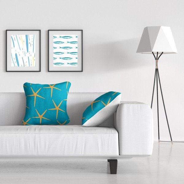 Modrý dekorativní polštář Kate Louise Starfish, 43 x 43 cm-image-1