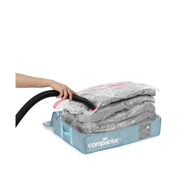 Vakuové plastové úložné boxy pod postel v sadě 3 ks 65x45x15,5 cm Blue Edition – Compactor-image-2