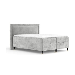 Světle šedá boxspring postel s úložným prostorem 200x200 cm Voyage – Maison de Rêve