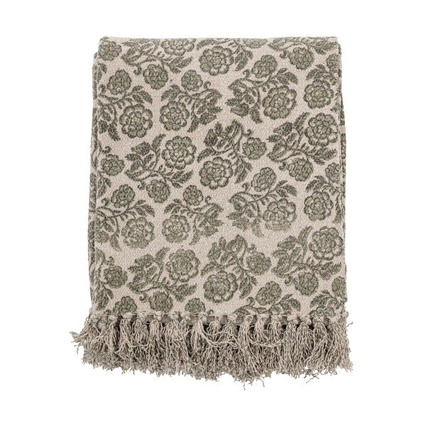 Šedo-zelený vánoční pléd s podílem bavlny Bloomingville Ritchi, 150 x 120 cm-image-1