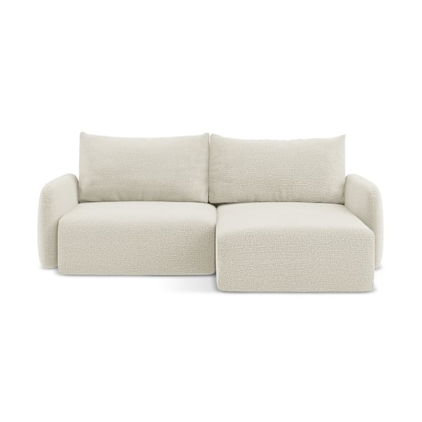 Krémová rozkládací/s úložným prostorem rohová pohovka (pravý roh) Kalena – Makamii