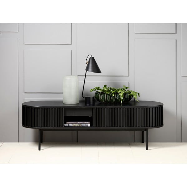 Černý TV stolek v dekoru dubu 48x160 cm Siena – Unique Furniture-image-2