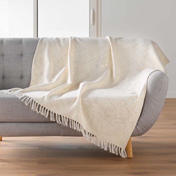 Krémová deka s příměsí bavlny 125x150 cm Ziggy – douceur d'intérieur-image-1