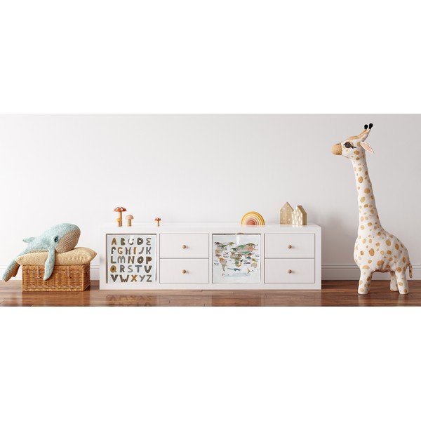 Bílý látkový dětský organizér na hračky  32x32x32 cm Dino World Map – Butter Kings-image-1