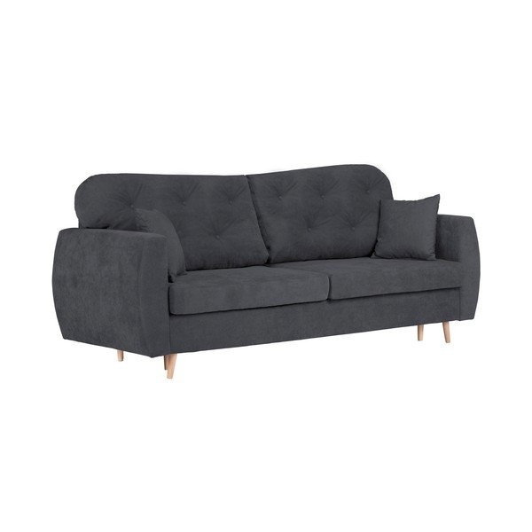 Tmavě šedá rozkládací třímístná pohovka s úložným prostorem Mazzini Sofas Orchid-image-1