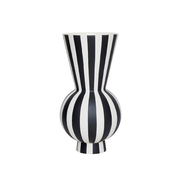 Bílá/černá ručně vyrobená váza z kameniny (výška 28 cm) Toppu – OYOY Living Design