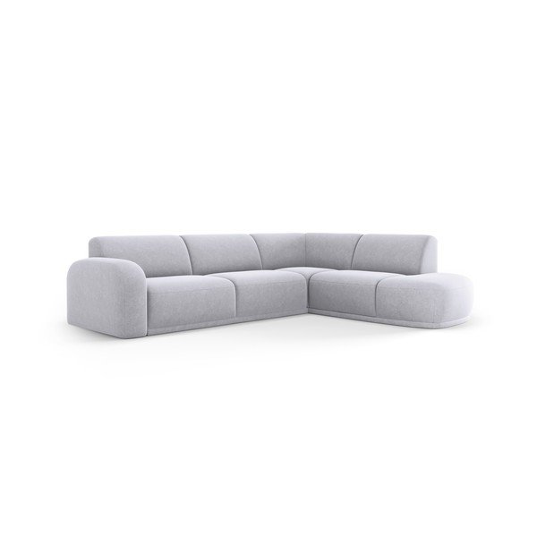Světle šedá sametová rohová pohovka Erin – Micadoni Home-image-2