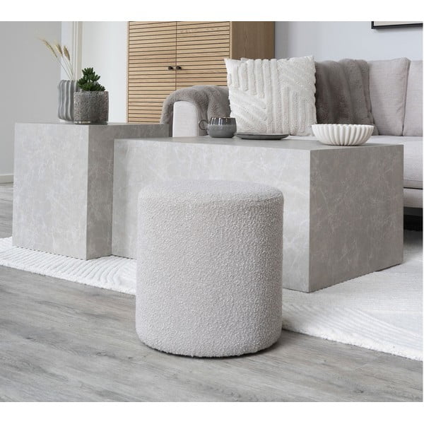 Béžový taburet z textilie bouclé Ejby – House Nordic-image-1