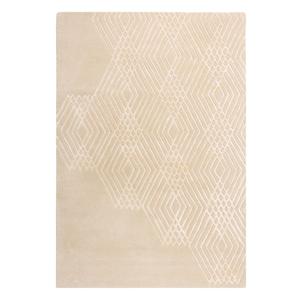 Béžový vlněný koberec Flair Rugs Diamonds, 160 x 230 cm