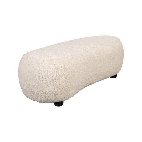 Krémová polstrovaná lavice z textilie bouclé Noxx – White Label-image-2