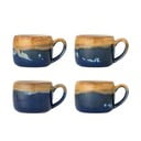 Modré/hnědé hrnky v sadě 4 ks z kameniny 400 ml Sheen – Bloomingville