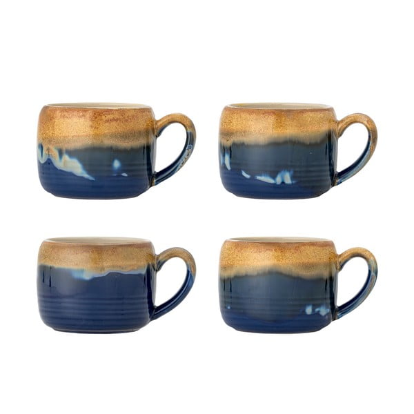 Modré/hnědé hrnky v sadě 4 ks z kameniny 400 ml Sheen – Bloomingville