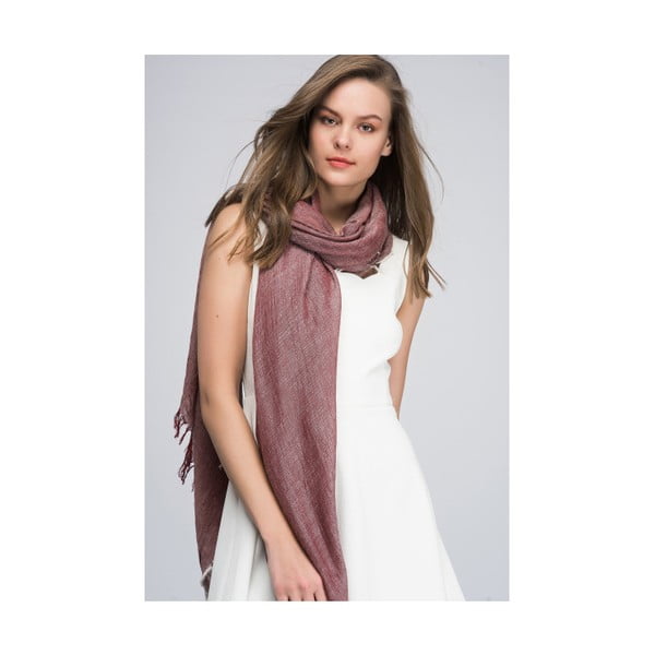 Hnědo-červený dámský šátek NW, 60 x 175 cm