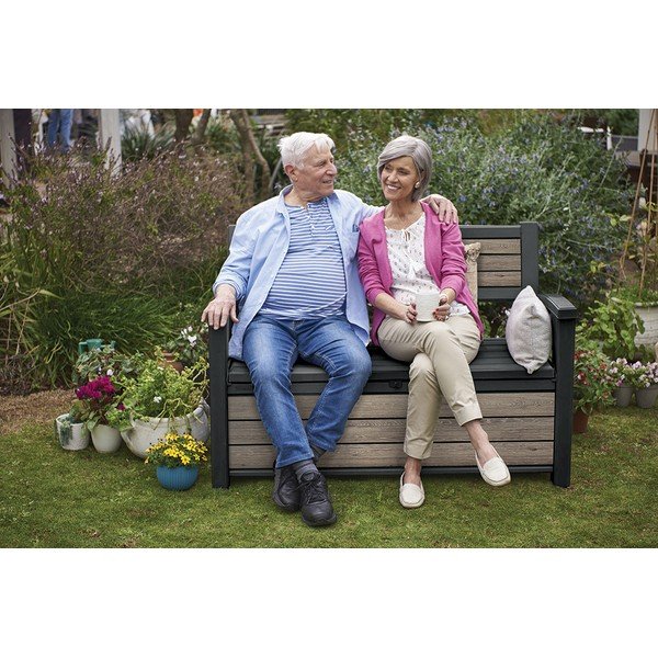 Hnědá plastová zahradní lavice Deco – Keter-image-3