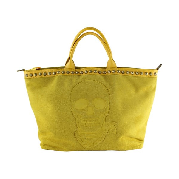 Kožená kabelka Skull, žlutá